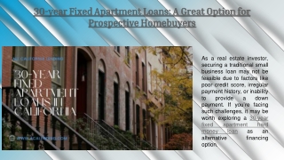 30-year Fixed Apartment Loans A Great Option for Prospective Homebuyers