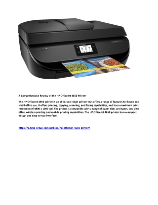 A Comprehensive Review of the HP OfficeJet 4650 Printer