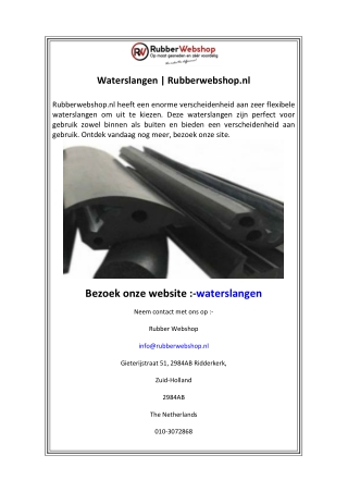 Waterslangen  Rubberwebshop.nl