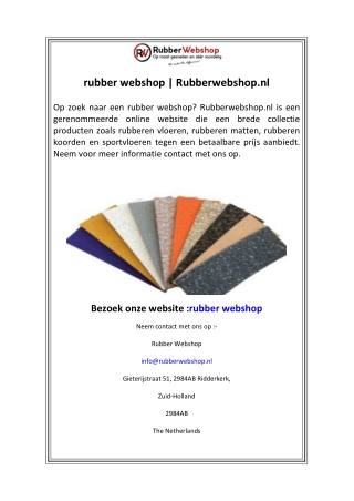 rubber webshop  Rubberwebshop.nl