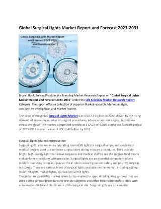 Global Surgical Lights Market Report and Forecast 2023-2031