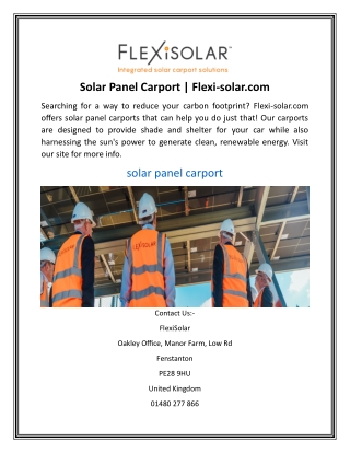 Solar Panel Carport  Flexi-solar.com