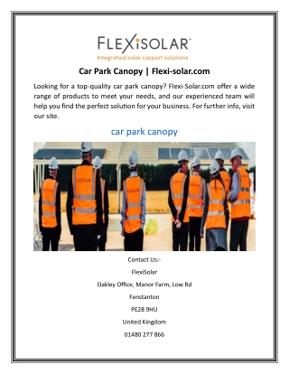 Car Park Canopy  Flexi-solar.com