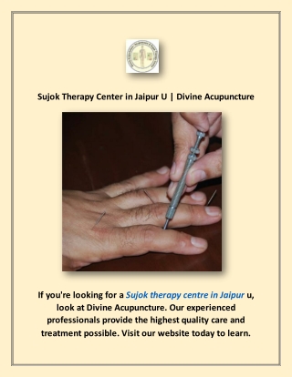 Sujok Therapy Center in Jaipur U | Divine Acupuncture