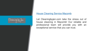 House Cleaning Service Macomb Cleaningbyjen.com