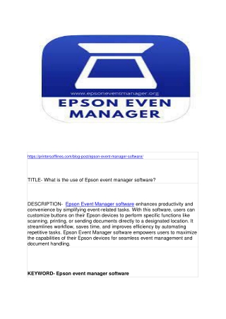 What is the use of Epson event manager software?