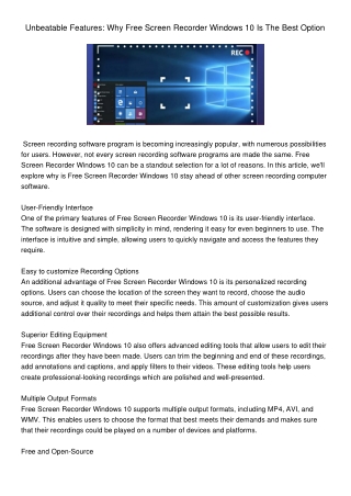 UnbeatableFeaturesWhyFreeScreenRecorderWindows10IsTheBestOption