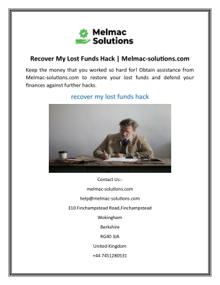 Recover My Lost Funds Hack Melmac-solutions.com