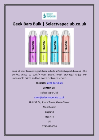 Geek Bars Bulk  Selectvapeclub.co.uk