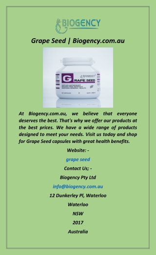 Grape Seed  Biogency