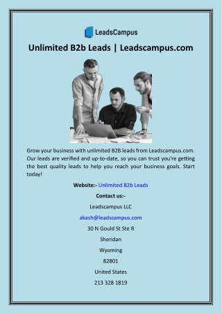 Unlimited B2b Leads  Leadscampus