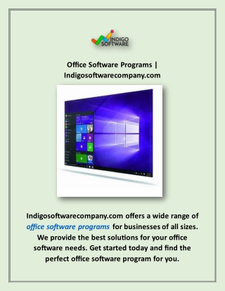 Office Software Programs | Indigosoftwarecompany.com