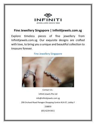Fine Jewellery Singapore Infinitijewels.com.sg