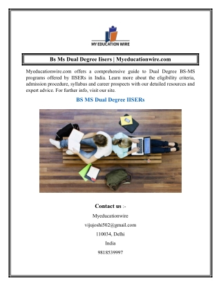Bs Ms Dual Degree Iisers  Myeducationwire.com