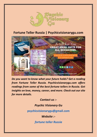 Fortune Teller Russia  Psychicvisionarygu com