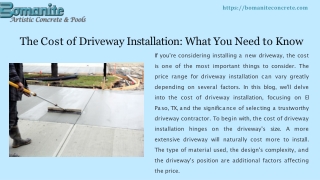 The Cost of Driveway Installation What You Need to Know - Bomanite Artistic Concrete and Pool