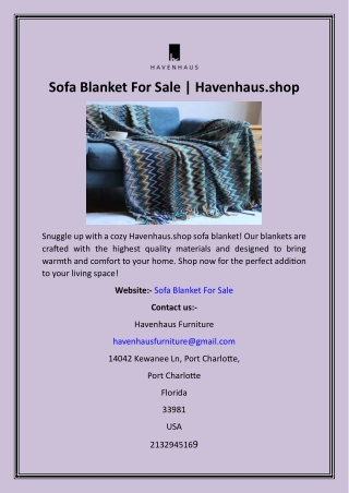 Sofa Blanket For Sale  Havenhaus.shop