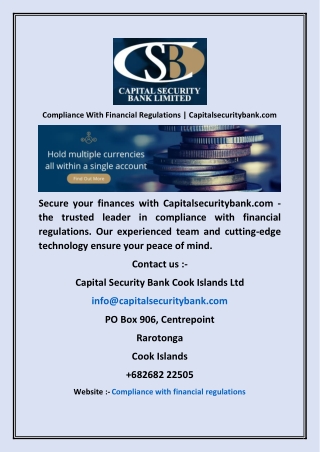 Compliance With Financial Regulations  Capitalsecuritybank com