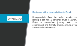 Rent A Car With A Personal Driver In Zurich  Driveguard.ch