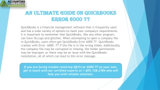 The best ever method to fix QuickBooks Error 6000 77