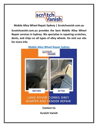 Mobile Alloy Wheel Repair Sydney | Scratchvanish.com.au