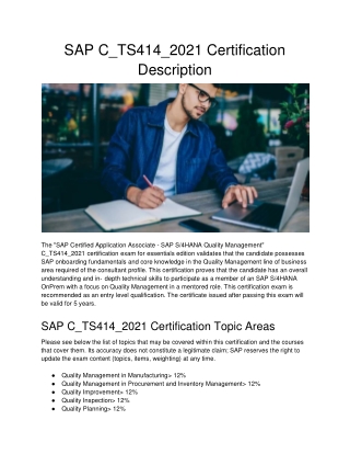 SAP C_TS414_2021 Certification Description