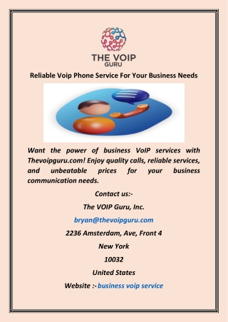 Reliable Voip Phone Service For Your Business Needs