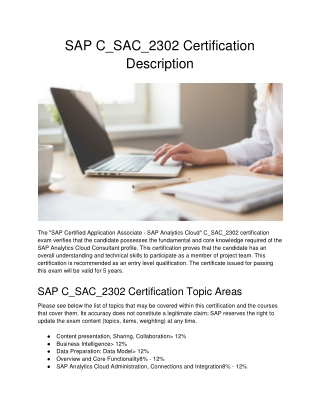 SAP C_SAC_2302 Certification Description