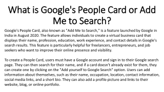 What is Google's People Card or Add Me Search