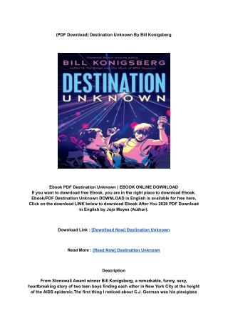 PDF_Ebook Destination Unknown BY _ Bill Konigsberg