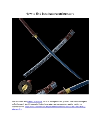 How to find best Katana online store