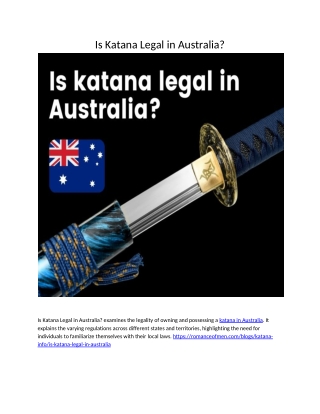 Is Katana Legal in Australia