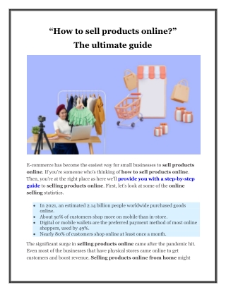 How to sell products online? The ultimate guide