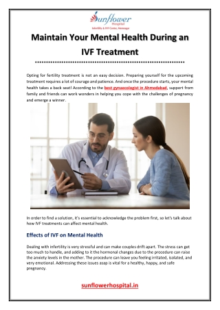 Maintain Your Mental Health During an IVF Treatment