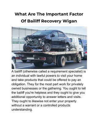 What Are The Important Factor Of Bailiff Recovery Wigan