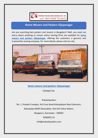 Home Movers and Packers Vijayanagar