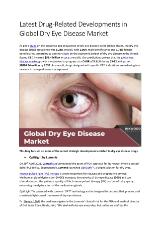 Latest Drug-Related Developments in Global Dry Eye Disease Market