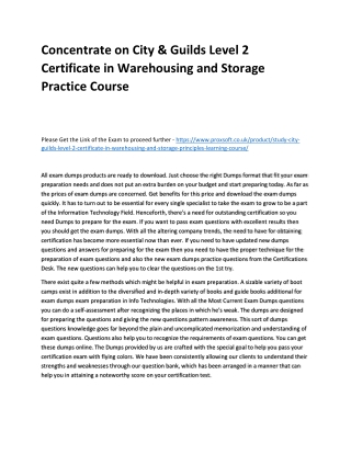 Concentrate on City & Guilds Level 2 Certificate in Warehousing and Storage Prac