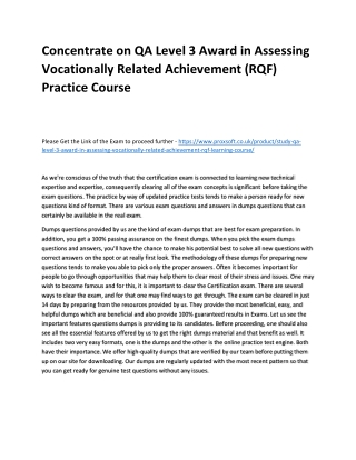 Concentrate on QA Level 3 Award in Assessing Vocationally Related Achievement (R