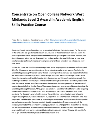 Concentrate on Open College Network West Midlands Level 2 Award in Academic Engl