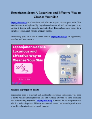 Esponjabon Soap: A Luxurious and Effective Way to Cleanse Your Skin