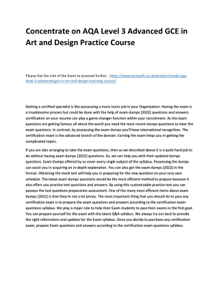 Concentrate on AQA Level 3 Advanced GCE in Art and Design Practice Course