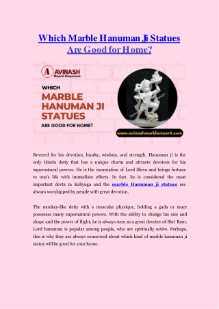 Which Marble Hanuman Ji Statues are Good for Home