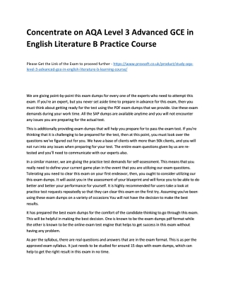 Concentrate on AQA Level 3 Advanced GCE in English Literature B Practice Course