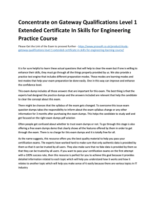 Concentrate on Gateway Qualifications Level 1 Extended Certificate In Skills for