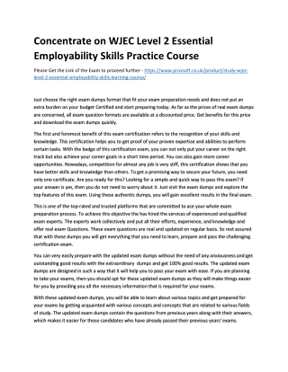 Concentrate on WJEC Level 2 Essential Employability Skills Practice Course