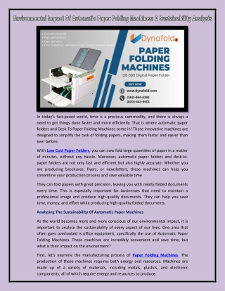 Paper Folding Machines