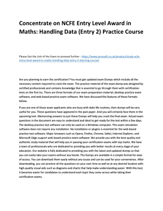 Concentrate on NCFE Entry Level Award in Maths: Handling Data (Entry 2) Practice