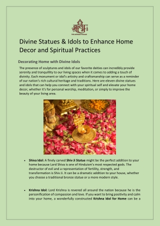 Divine Statues & Idols to Enhance Home Decor and Spiritual Practices