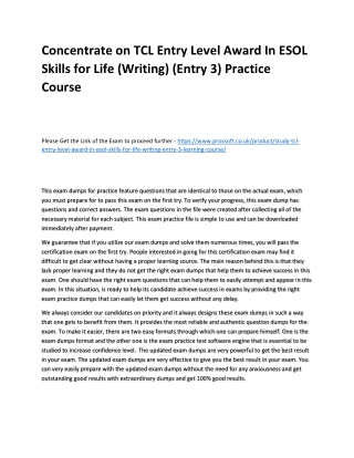 Concentrate on TCL Entry Level Award In ESOL Skills for Life (Writing) (Entry 3)